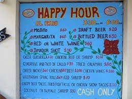 El Patio Happy Hour Menu Board